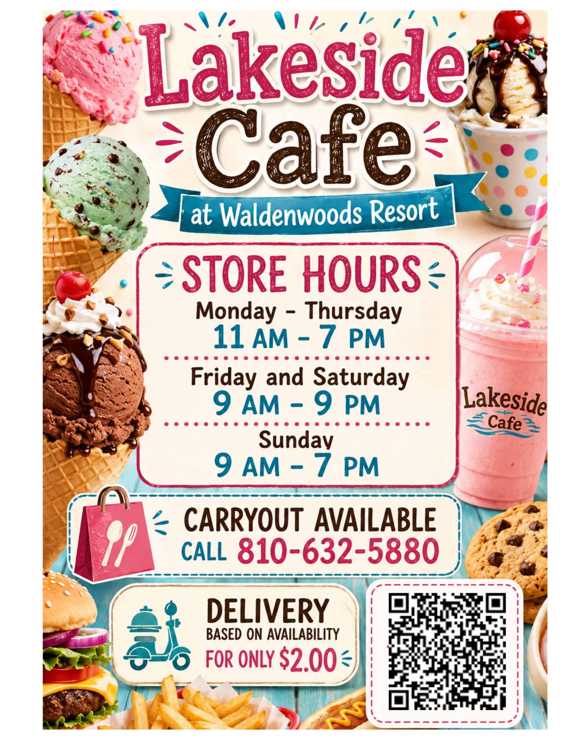 Lakeside Cafe new hours July